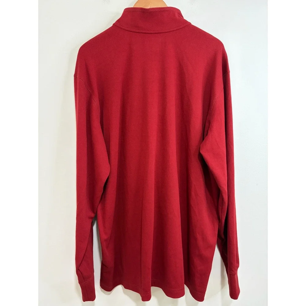 Carhartt Mens Red Waffle Knit Relaxed Fit Quarter Zip Pullover 2XL 104428 R09
